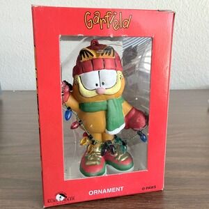 Vintage Christmas Ornament Cat Garfield Kurt Adler PAWS '96 Tangled Lights NEW